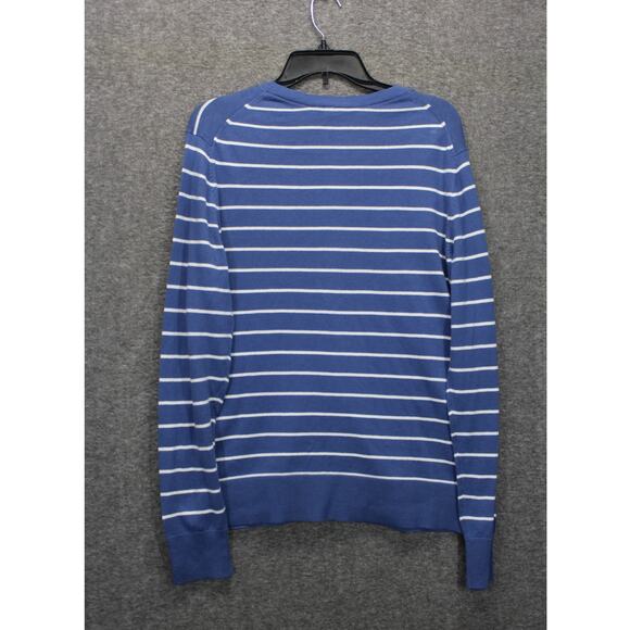GAP Cardigan Sweater Crewneck Blue White Striped Button Womens Size XL NEW - Picture 2 of 5